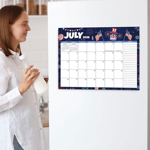 2026 Magnetic Calendar for Refrigerator, 18 Months Fridge Calendar from January 2026 to June 2027, 11.5"x9" Monthly Planner with Magnet Back for Family & Kitchen Monthly Organization in Saudi Arabia