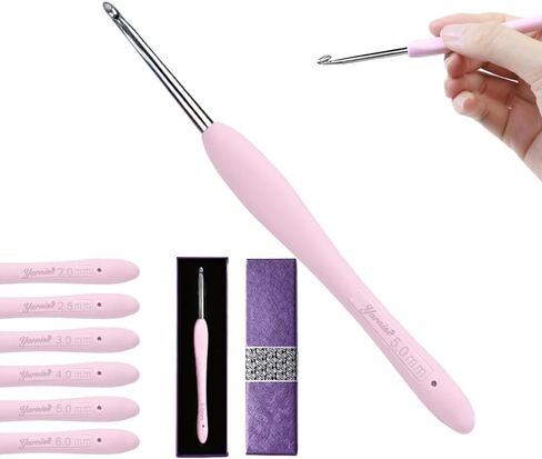 Yarniss 5.0mm Ergonomic Crochet Hook with Comfortable Handle, Hand-Polished Stainless Steel Hook, Ideal for Beginners and Experienced Enthusiasts in Saudi Arabia