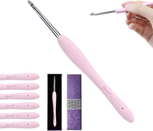 Yarniss 5.0mm Ergonomic Crochet Hook with Comfortable Handle, Hand-Polished Stainless Steel Hook, Ideal for Beginners and Experienced Enthusiasts in Saudi Arabia