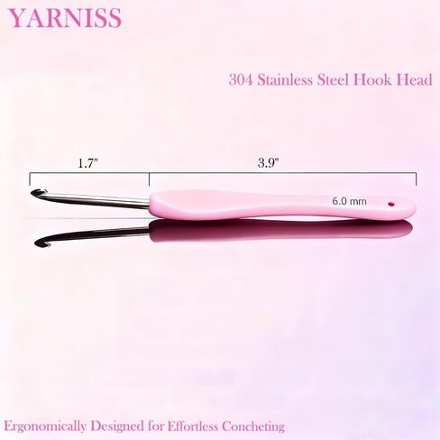 Yarniss 5.0mm Ergonomic Crochet Hook with Comfortable Handle, Hand-Polished Stainless Steel Hook, Ideal for Beginners and Experienced Enthusiasts in Saudi Arabia