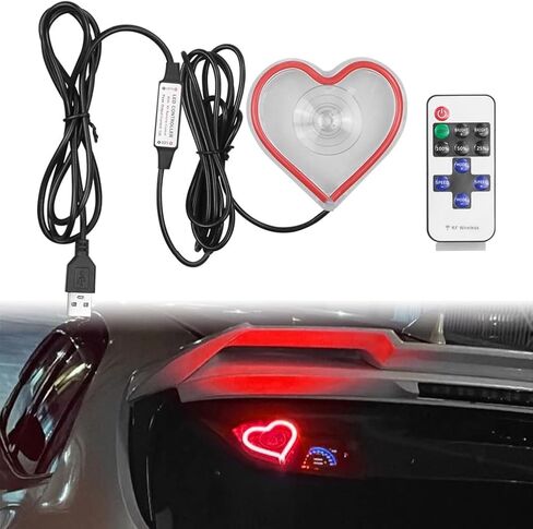 Car LED Ambient Light, Love Heart USB Vehicle Neon Lighting with Remote Control for Triangle or Back Window, Car Interior Accessories for Car, Bedroom, Party (Pink) in Saudi Arabia