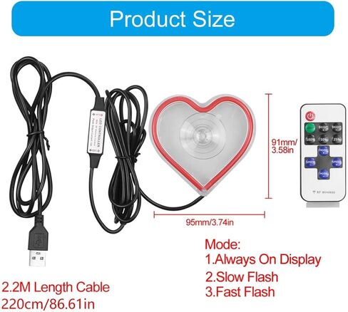 Car LED Ambient Light, Love Heart USB Vehicle Neon Lighting with Remote Control for Triangle or Back Window, Car Interior Accessories for Car, Bedroom, Party (Pink) in Saudi Arabia