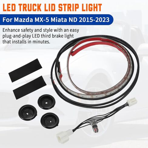 شريط إضاءة LED لغطاء الشاحنة لسيارة Mazda MX-5 Miata ND 2015-2023، لون أحمر مقاوم للماء وشريط إضاءة LED ساطع ليس لطراز 2024 فصاعدًا للتوصيل والتشغيل in Saudi Arabia