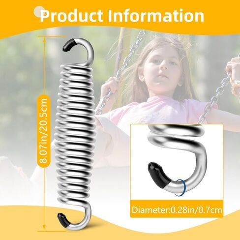 2 Pack Porch Swing Springs, Premium Stainless Steel Heavy Duty Springs, 1300 LB Rust Resistant Swing Springs for Swings & Hammocks (Silver) in Saudi Arabia