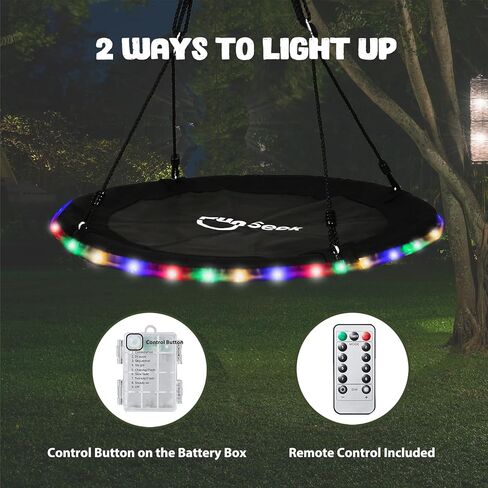 440lbs Swing Set for Backyard with 40 inch LED Saucer Swing and Heavy-Duty A-Frame Metal Stand, Swing Set Outdoor for Kids in Saudi Arabia