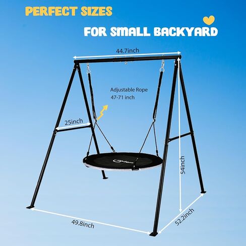 440lbs Swing Set for Backyard with 40 inch LED Saucer Swing and Heavy-Duty A-Frame Metal Stand, Swing Set Outdoor for Kids in Saudi Arabia