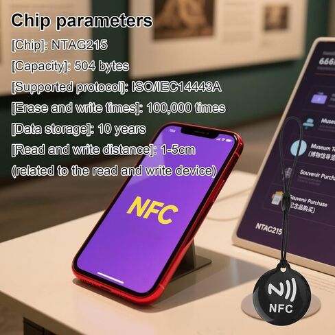 BOXOB 5 قطع علامات NFC، بطاقات فارغة قابلة للبرمجة مقاومة للماء Ntag 215 سلسلة مفاتيح تعمل مع جميع الهواتف والأجهزة التي تدعم تقنية NFC in Kuwait