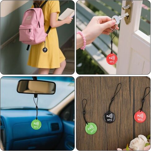 BOXOB 5 قطع علامات NFC، بطاقات فارغة قابلة للبرمجة مقاومة للماء Ntag 215 سلسلة مفاتيح تعمل مع جميع الهواتف والأجهزة التي تدعم تقنية NFC in Kuwait