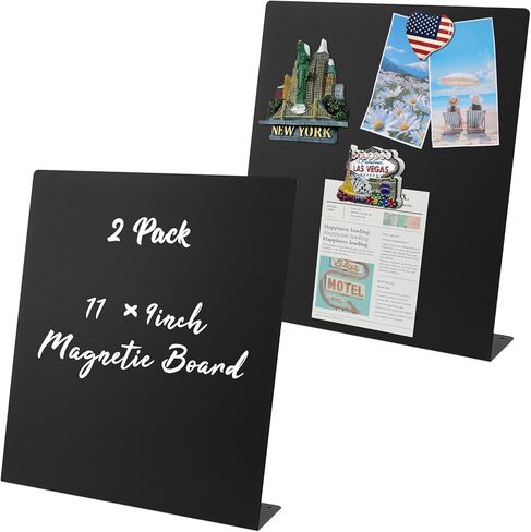 2 حزمة من اللوحة المغناطيسية، لوحة مغناطيسية، لوحة إعلانات مغناطيسية معدنية، حامل عرض مغناطيسي للمنزل، المدرسة، المطبخ، المكتب (أسود) in Kuwait