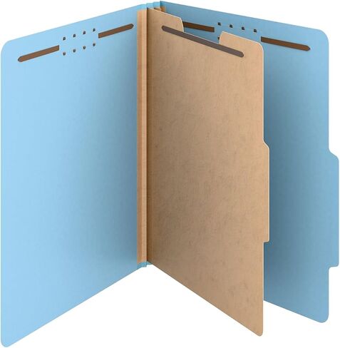 Staples Heavy Duty Pressboard Classification Folder, 1-Divider, 2" Expansion, Letter Size, Light Blue, 10/Pack (ST62740) in Saudi Arabia