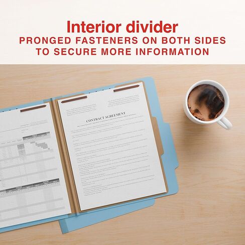 Staples Heavy Duty Pressboard Classification Folder, 1-Divider, 2" Expansion, Letter Size, Light Blue, 10/Pack (ST62740) in Saudi Arabia