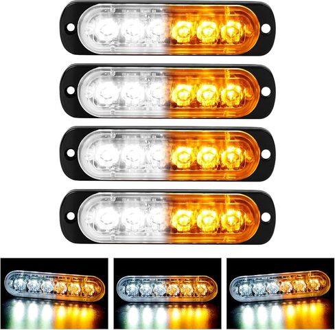 4-Pack 6 LED Amber Strobe Lights Vehicles Trucks Emergency Strobe Lights Kit 12V -24V Warning Hazard Flash Strobe Lights Bar Grill Grille Surface Mount Super Bright Waterproof in Kuwait