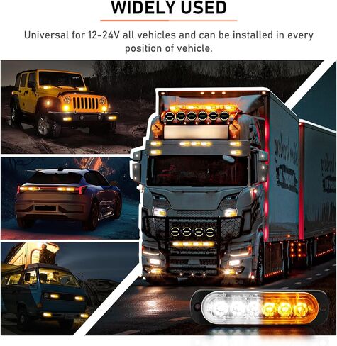 4-Pack 6 LED Amber Strobe Lights Vehicles Trucks Emergency Strobe Lights Kit 12V -24V Warning Hazard Flash Strobe Lights Bar Grill Grille Surface Mount Super Bright Waterproof in Kuwait