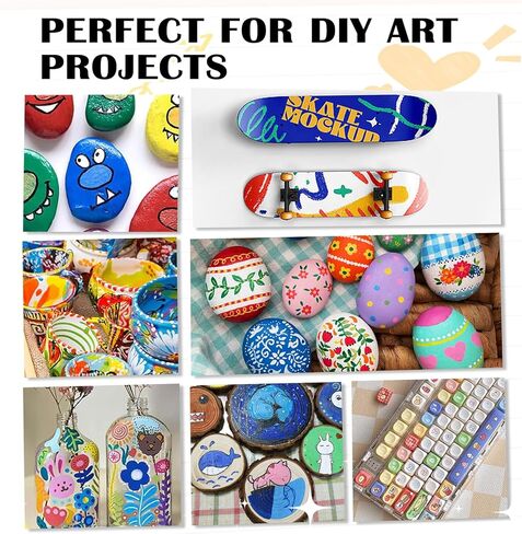 VOKART 60 Colors Acrylic Paint Markers - 30 Dual Brush Tip Paint Pens Including 2 Metallic Colors for Rock, Canvas, Fabric, Wood, Glass, Ceramic - Art Supplies for Artists, Kids, DIY & Holiday Decor in Kuwait