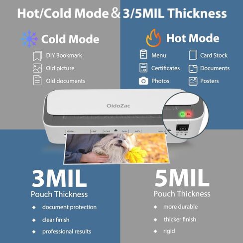 آلة تغليف 11 في 1 مع 36 ورقة تغليف، آلة تصفيح حرارية لسطح المكتب بعرض 13 بوصة لحجم الحروف، 2 تعديل لدرجة الحرارة، أداة تشذيب ورق مدمجة و3 رؤوس تقطيع - مثالية للمكتب والمدرسة والأعمال in Kuwait