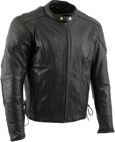 Milwaukee Leather LKM17002 Men's Premium Top Grade Black Leather Motorcycle Riders Jacket w/Zip-Out Lining - Large in Saudi Arabia