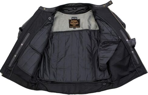 سترة Milwaukee Leather LKM17002 للرجال من الجلد الأسود الفاخر عالي الجودة لراكبي الدراجات النارية مع بطانة بسحاب - كبير in Kuwait