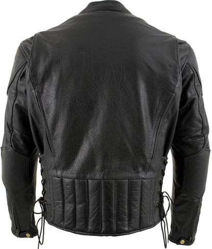 سترة Milwaukee Leather LKM17002 للرجال من الجلد الأسود الفاخر عالي الجودة لراكبي الدراجات النارية مع بطانة بسحاب - كبير in Kuwait