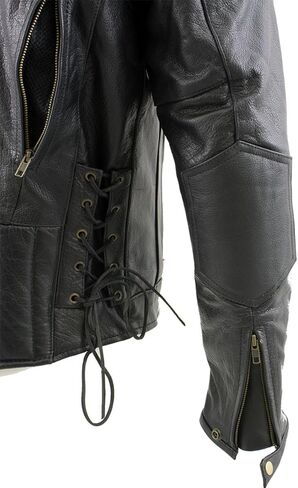 سترة Milwaukee Leather LKM17002 للرجال من الجلد الأسود الفاخر عالي الجودة لراكبي الدراجات النارية مع بطانة بسحاب - كبير in Kuwait