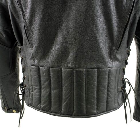 سترة Milwaukee Leather LKM17002 للرجال من الجلد الأسود الفاخر عالي الجودة لراكبي الدراجات النارية مع بطانة بسحاب - كبير in Kuwait