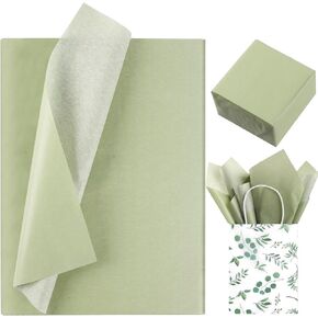100 Sheets 20 * 14 Inches Green Tissue Paper for Gift Wrapping, Sage Green Wrapping Tissue for Gift Bags for Baby Shower Wedding Birthday DIY Craft (Sage Green) in Saudi Arabia