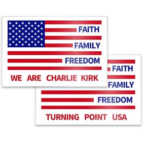 Turning Point USA We are Charlie Kirk Car Magnet American Flag Car Decal 2-Pack, 12" x 8" Magnetic Vehicle Signs for Cars and Trucks, Waterproof Orange Reflective Magnets for Vehicles in Saudi Arabia