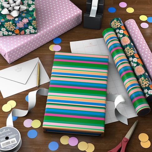 Hallmark Red and Black Wrapping Paper Mini Rolls, 3-Pack (Bows, Diagonal Stripes, Polka Dots) for Christmas, Valentine's Day, Birthdays, Mother's Day, Bridal Showers - 45 Sq. Ft. Total in Saudi Arabia
