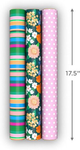 Hallmark Red and Black Wrapping Paper Mini Rolls, 3-Pack (Bows, Diagonal Stripes, Polka Dots) for Christmas, Valentine's Day, Birthdays, Mother's Day, Bridal Showers - 45 Sq. Ft. Total in Saudi Arabia