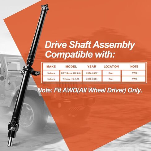 Rear Complete Drive Shaft Prop Shaft Driveshaft Assembly Compatible with Subaru B9 Tribeca 2006-2007 3.0L, Tribeca 2008-2014 3.6L, AWD, Replace OE 27111XA00A, 976-788, 27111-XA00A9E, 27111XA00B in Saudi Arabia