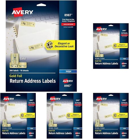 Avery Printable Return Address Labels, 0.75" x 2.25", Gold Foil, 300 Blank Mailing Labels (08987) in Saudi Arabia