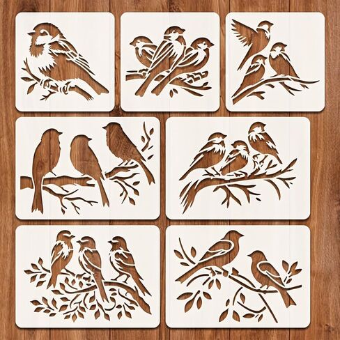 Birds Stencils for Painting on Wood Crafts - Reusable Hummingbird on Tree Branch Stencil for Card Making, Wall, Fabric, Shirt, Furniture in Saudi Arabia