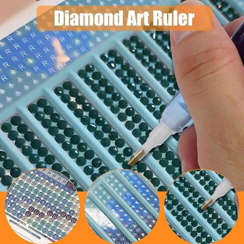Diamond Painting Ruler 6 Pack - Compatible with Diamond Art Club Round Canvases | Round/Square Drill Placement Guide Tool with Non-Slip Grip for Diamond Art, Tools and Accessories in Saudi Arabia