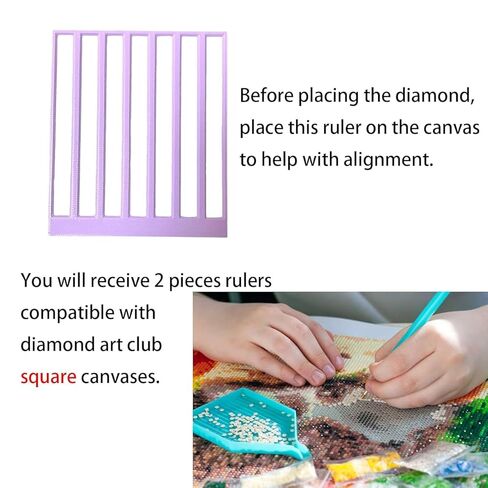 Diamond Painting Ruler 6 Pack - Compatible with Diamond Art Club Round Canvases | Round/Square Drill Placement Guide Tool with Non-Slip Grip for Diamond Art, Tools and Accessories in Saudi Arabia