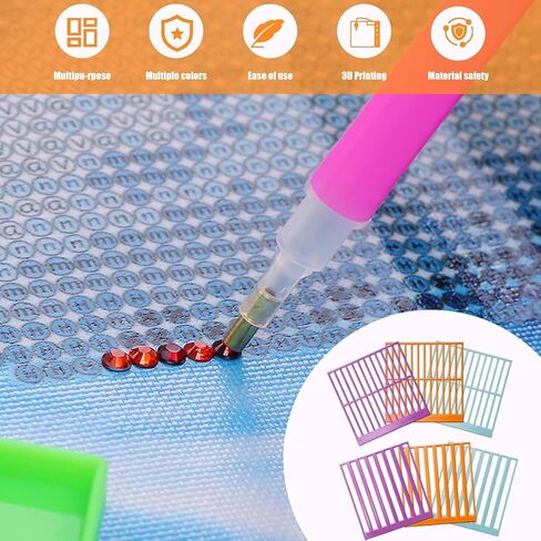 Diamond Painting Ruler 6 Pack - Compatible with Diamond Art Club Round Canvases | Round/Square Drill Placement Guide Tool with Non-Slip Grip for Diamond Art, Tools and Accessories in Saudi Arabia