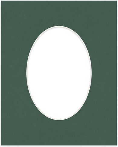 8x11 Mat Bevel Cut for 6x9 Photos - Precut Hunter Green Oval Shaped Photo Mat Board Opening - Acid Free Matte to Protect Your Pictures - Bevel Cut for Family Photos, Pack of 1 Matboard in Saudi Arabia