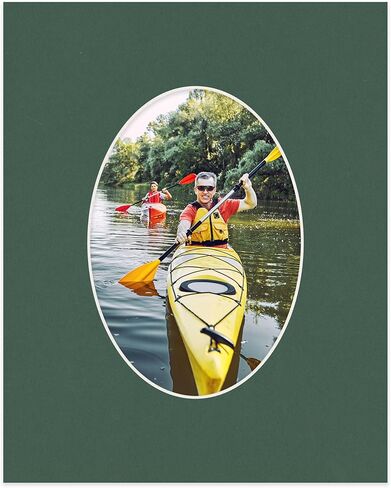 8x11 Mat Bevel Cut for 6x9 Photos - Precut Hunter Green Oval Shaped Photo Mat Board Opening - Acid Free Matte to Protect Your Pictures - Bevel Cut for Family Photos, Pack of 1 Matboard in Saudi Arabia