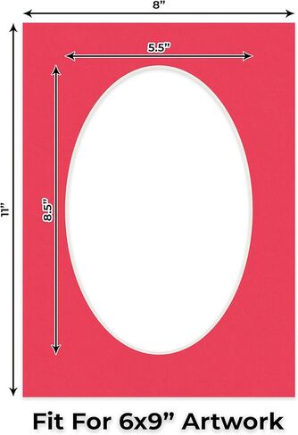 8x11 Mat Bevel Cut for 6x9 Photos - Precut Aquamarine Blue Oval Shaped Photo Mat Board Opening - Acid Free Matte to Protect Your Pictures - Bevel Cut for Family Photos, Pack of 1 Matboard in Kuwait