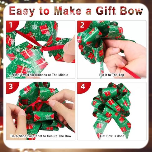 12 pcs Christmas Bows for Gift Wrapping,5 inch Wide Christmas Pull Bows for Presents,Xmas Gift Bows for Gift Baskets,Christmas Tree,Christmas Decorations,Wine Bottles（Mixed Color ） in Saudi Arabia