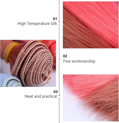 Garneck 6pcs Multi-Color Doll Hair for Crafts: Heat Resistant Straight Doll Wig Set for Rerooting Synthetic Fiber Hair Extensions Accessories Making Dolly & Figurine Supplies(7.87in) in Saudi Arabia