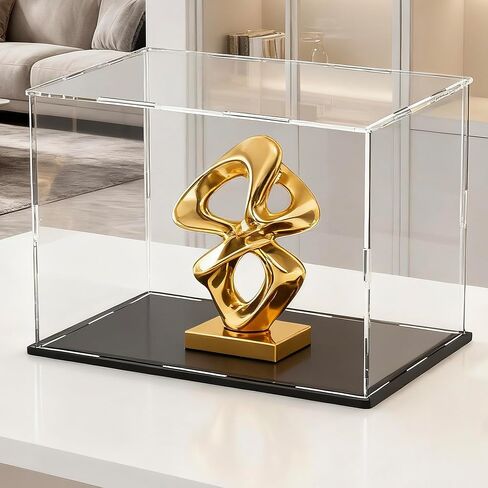 8 Inch Acrylic Case for Display, Clear Display Acrylic Box for Collectibles, Alternative Glass Case with Matt Black Stand for Display Action Figures in Saudi Arabia