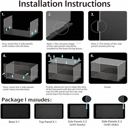 8 Inch Acrylic Case for Display, Clear Display Acrylic Box for Collectibles, Alternative Glass Case with Matt Black Stand for Display Action Figures in Saudi Arabia