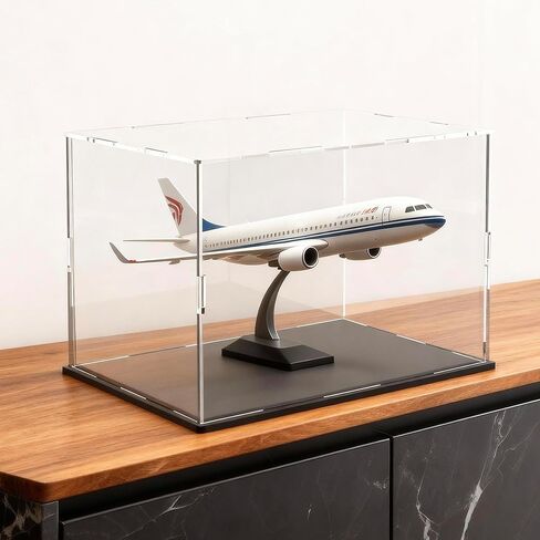 8 Inch Acrylic Case for Display, Clear Display Acrylic Box for Collectibles, Alternative Glass Case with Matt Black Stand for Display Action Figures in Saudi Arabia
