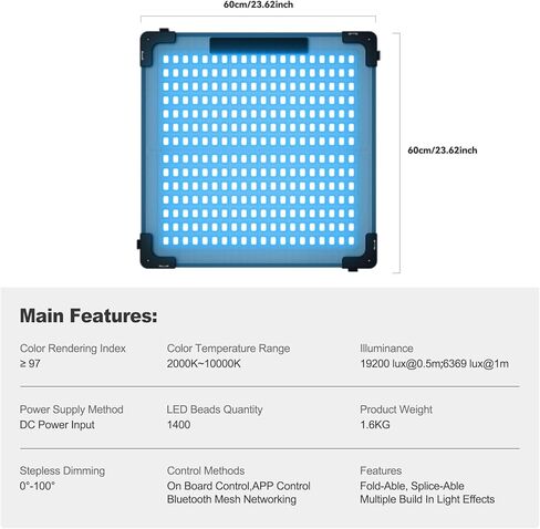 GVM 200W Flexible Led Video Light with Bluetooth Control, 360 Full Color RGB Studio Light, 2000K-10000K Foldable Photography Light with Softbox, 16 Kinds Lighting Scene, 1400pcs Led Beads in Saudi Arabia