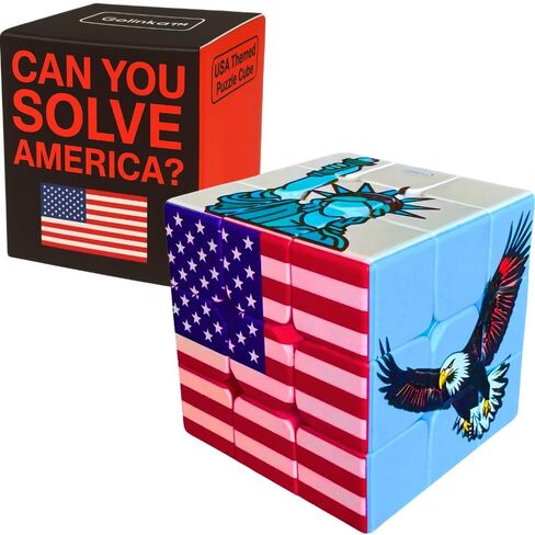 USA 3x3 Speed Cube Puzzle - American-Themed US Patriotic Brain Teaser Toy - Independence Day Decor American Flag, Collectible Souvenir Gift - Challenge Twist Cubes in Saudi Arabia