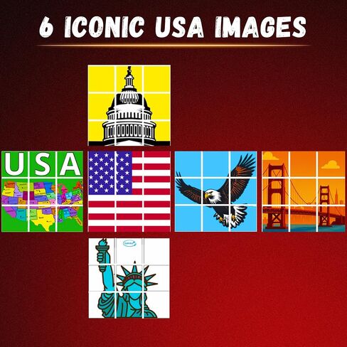 USA 3x3 Speed Cube Puzzle - American-Themed US Patriotic Brain Teaser Toy - Independence Day Decor American Flag, Collectible Souvenir Gift - Challenge Twist Cubes in Saudi Arabia