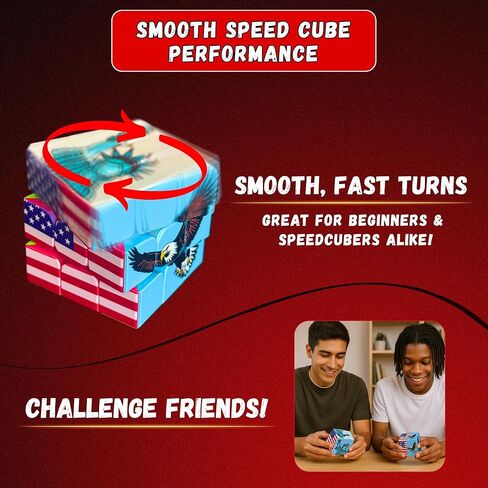 USA 3x3 Speed Cube Puzzle - American-Themed US Patriotic Brain Teaser Toy - Independence Day Decor American Flag, Collectible Souvenir Gift - Challenge Twist Cubes in Saudi Arabia