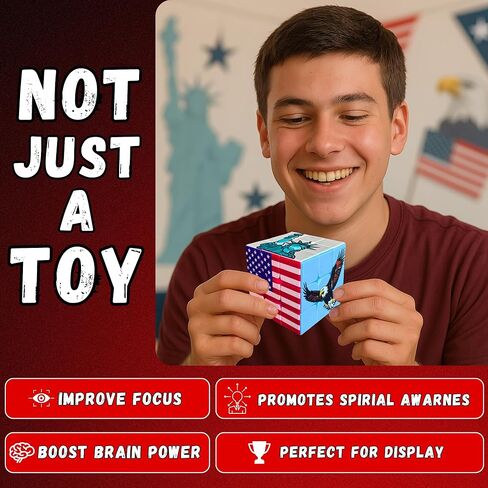 USA 3x3 Speed Cube Puzzle - American-Themed US Patriotic Brain Teaser Toy - Independence Day Decor American Flag, Collectible Souvenir Gift - Challenge Twist Cubes in Saudi Arabia