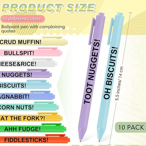 Crtiin 10 Pcs Funny Work Pens for Adults Snarky Office Pens with Funny Sayings Complaining Negative Quotes Pens Black Ink Ballpoint Pen Novelty Gifts for Women Men Colleague Office Supplies(Negative) in Saudi Arabia