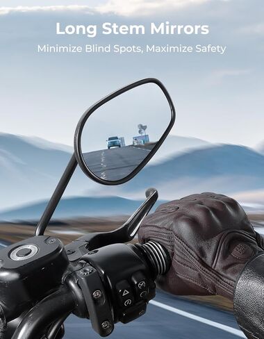 KEMIMOTO Rear View Side Mirrors,Chrome, Longer Stem Motocycle Mirrors for Road King Sportster Street Electra Glide Softail Dyna Road Glide Rear View Chrome 1982-2020 2021 2022 2023 in Saudi Arabia