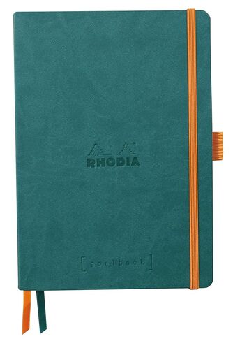 RHODIA 117806C - دفتر ملاحظات ناعم Bullet Journal Goalbook Peacock - A5 - نقطة منقط - 240 صفحة - ورق كليرفونتين عاجي 90 جم - شريطين، إغلاق مرن - غطاء من الجلد الصناعي in Saudi Arabia